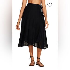 Vitamin A Lana Linen wrap skirt black NWT